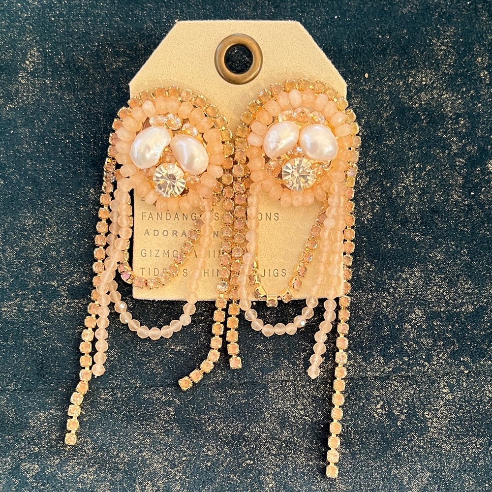 Anthropologie Gold and Pink Dangle Earrings- Never Worn!